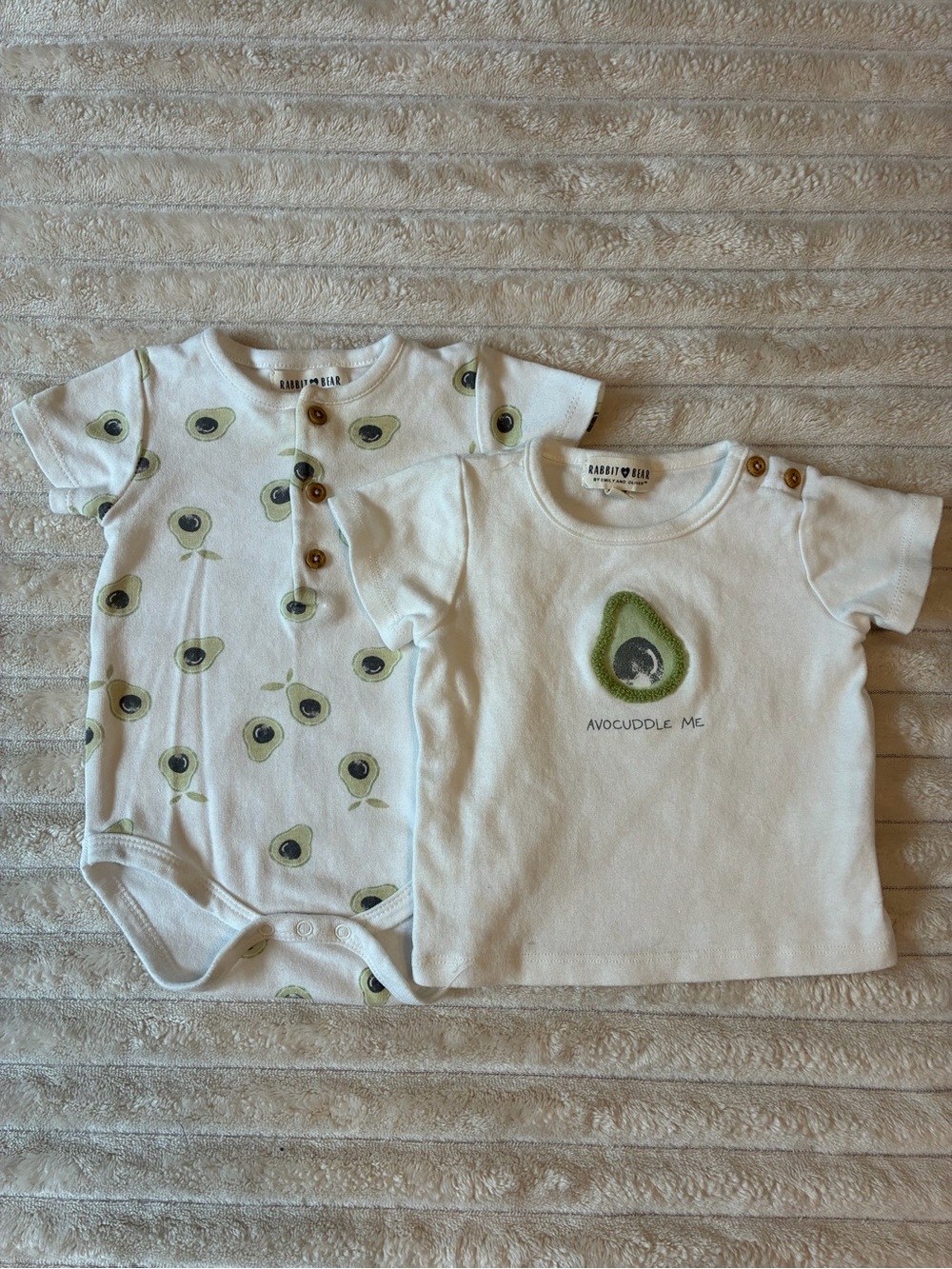 🥑 Rabbit & Bear 6-9M Avocado Baby Outfit Set — 2 Piece 🤍